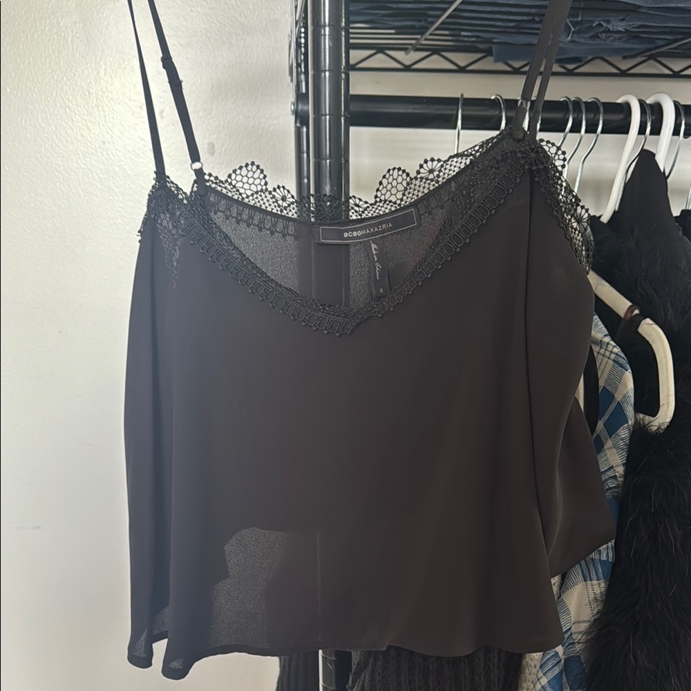 Black Lace Trim Cami Top
